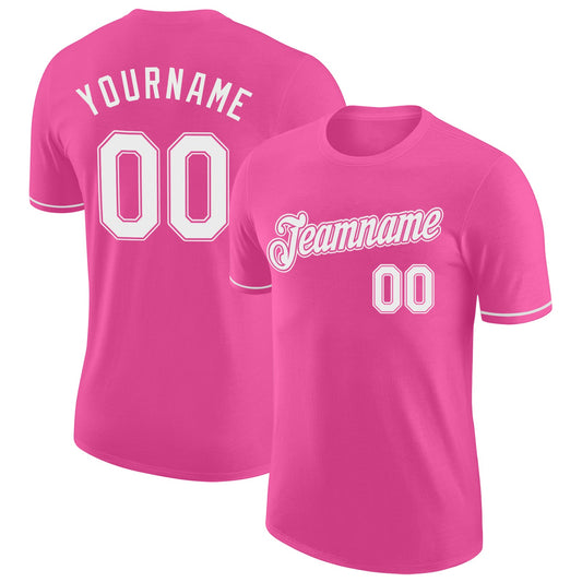 Custom Pink White Performance T-Shirt - Main View