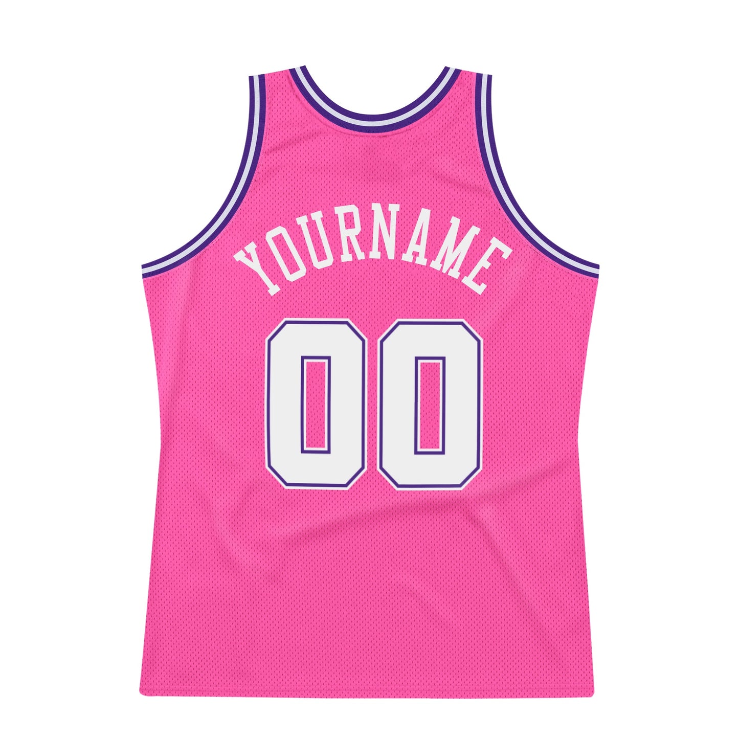 Custom Pink White-Purple Authentic Throwback Basketball Jersey view 6