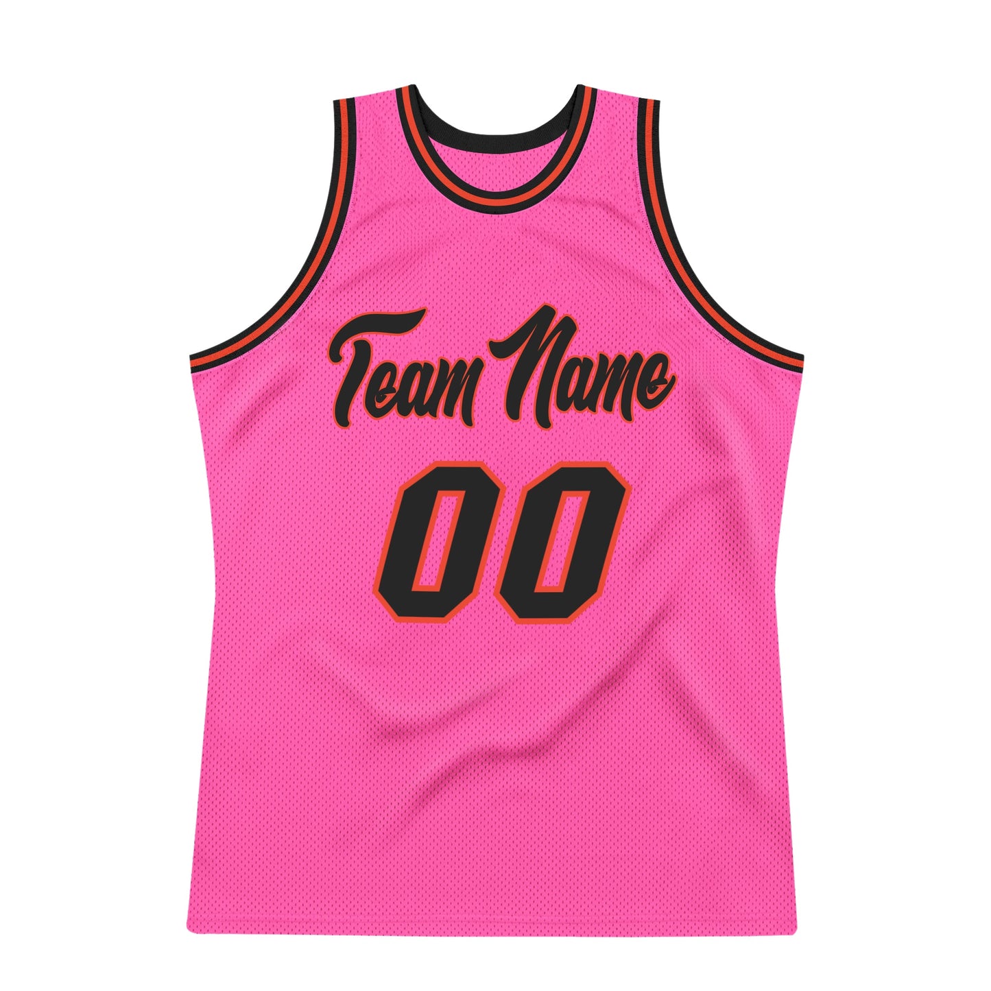 Custom Pink Black-Orange Authentic Throwback Basketball Jersey view 5