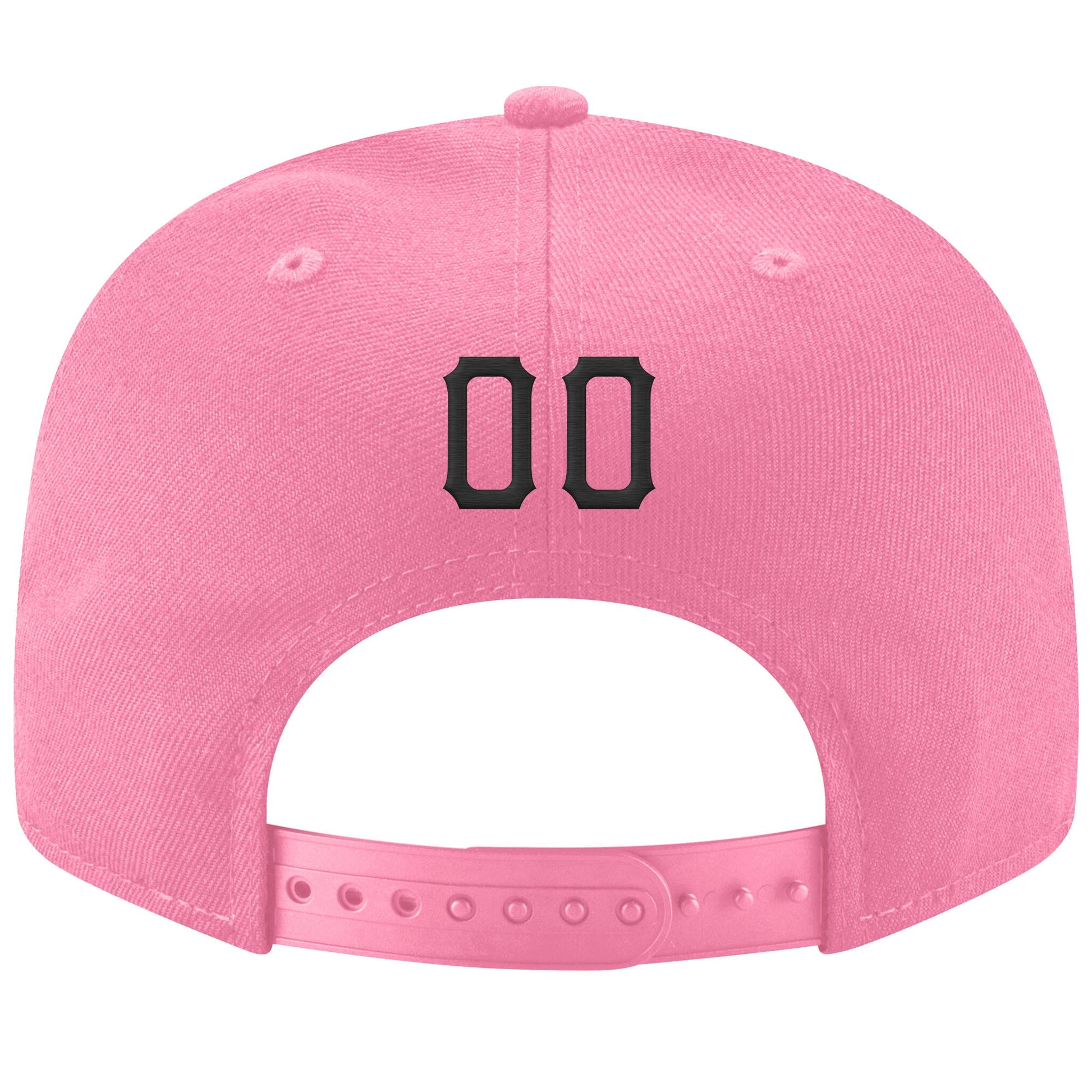 Custom Pink Black-Old Gold Stitched Adjustable Snapback Hat view 3