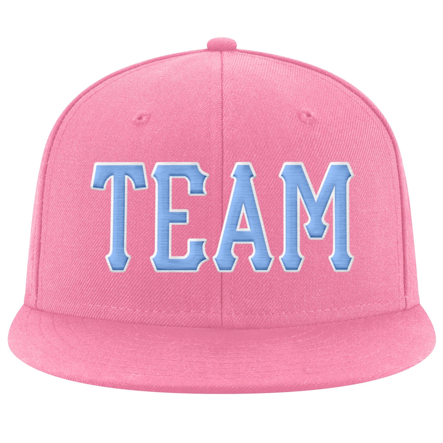 Custom Pink Light Blue-White Stitched Adjustable Snapback Hat view 2