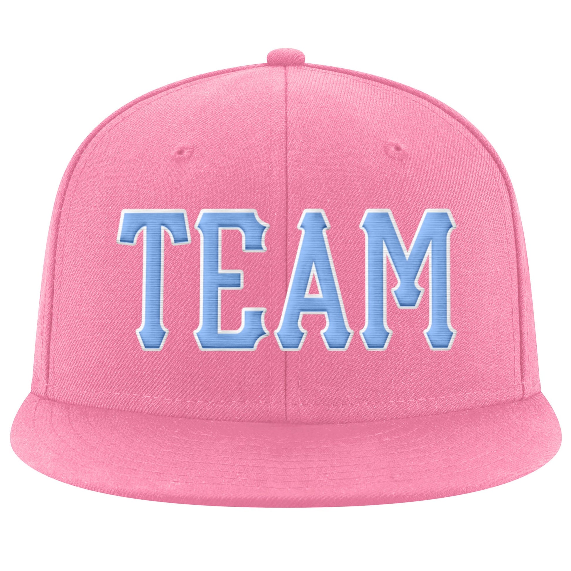 Custom Pink Light Blue-White Stitched Adjustable Snapback Hat view 2