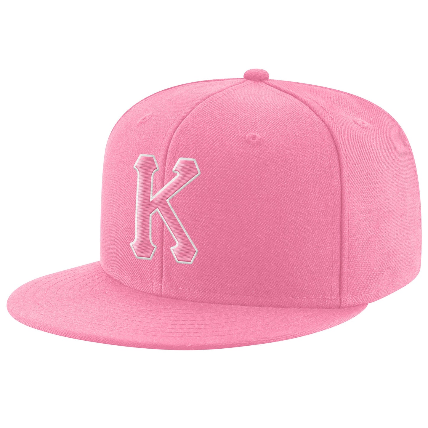 Custom Pink Pink-White Stitched Adjustable Snapback Hat - Main View