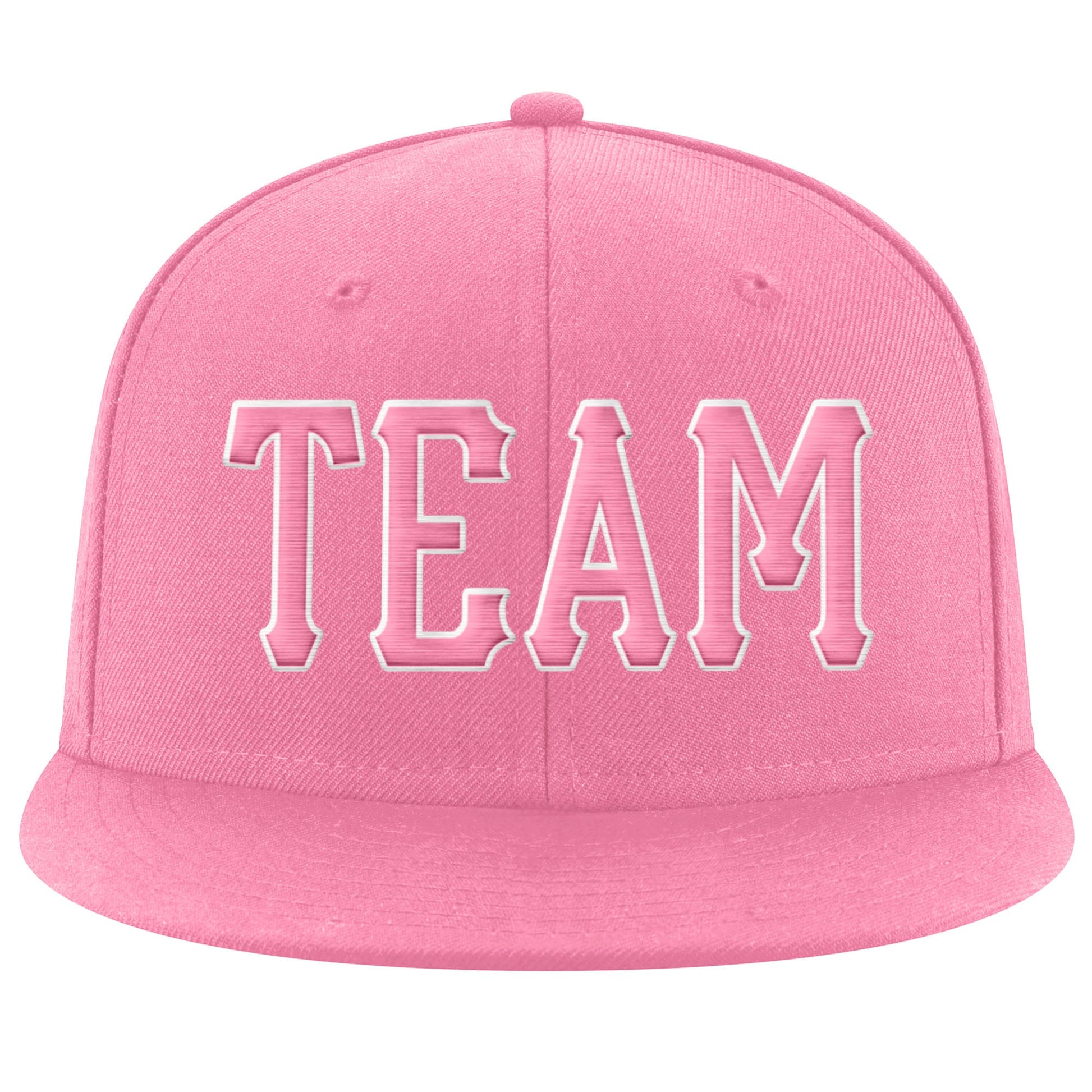 Custom Pink Pink-White Stitched Adjustable Snapback Hat view 2