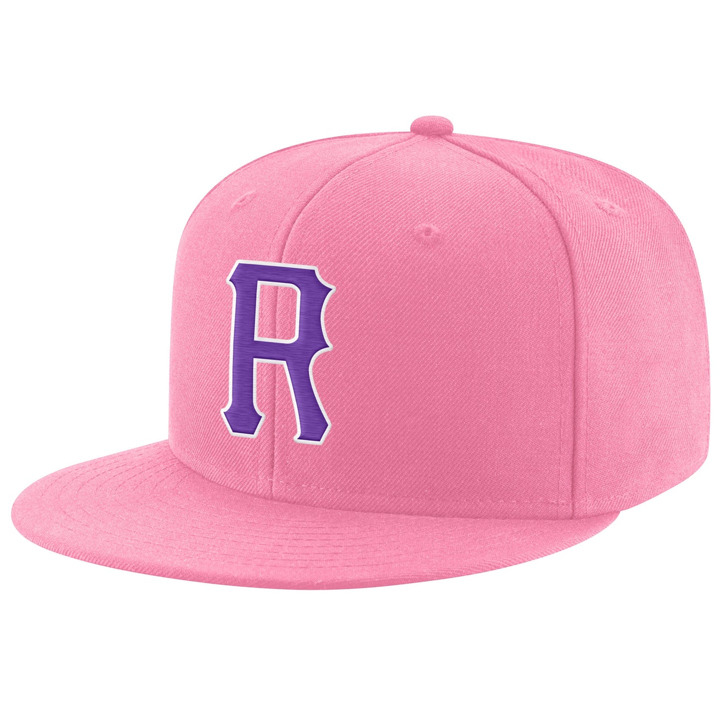 Custom Pink Purple-White Stitched Adjustable Snapback Hat - Main View