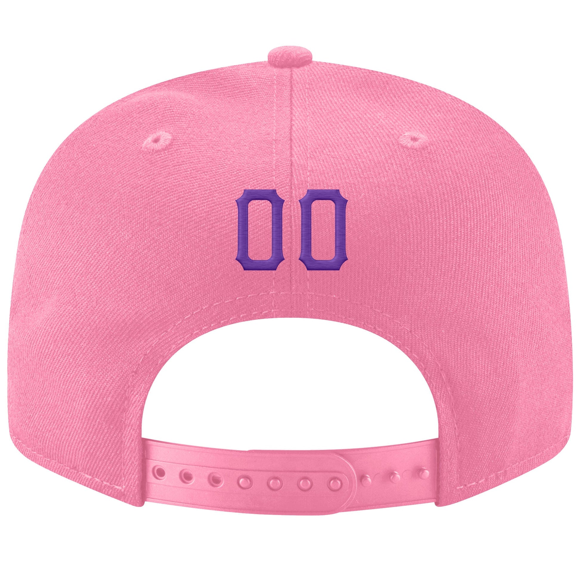 Custom Pink Purple-White Stitched Adjustable Snapback Hat view 3