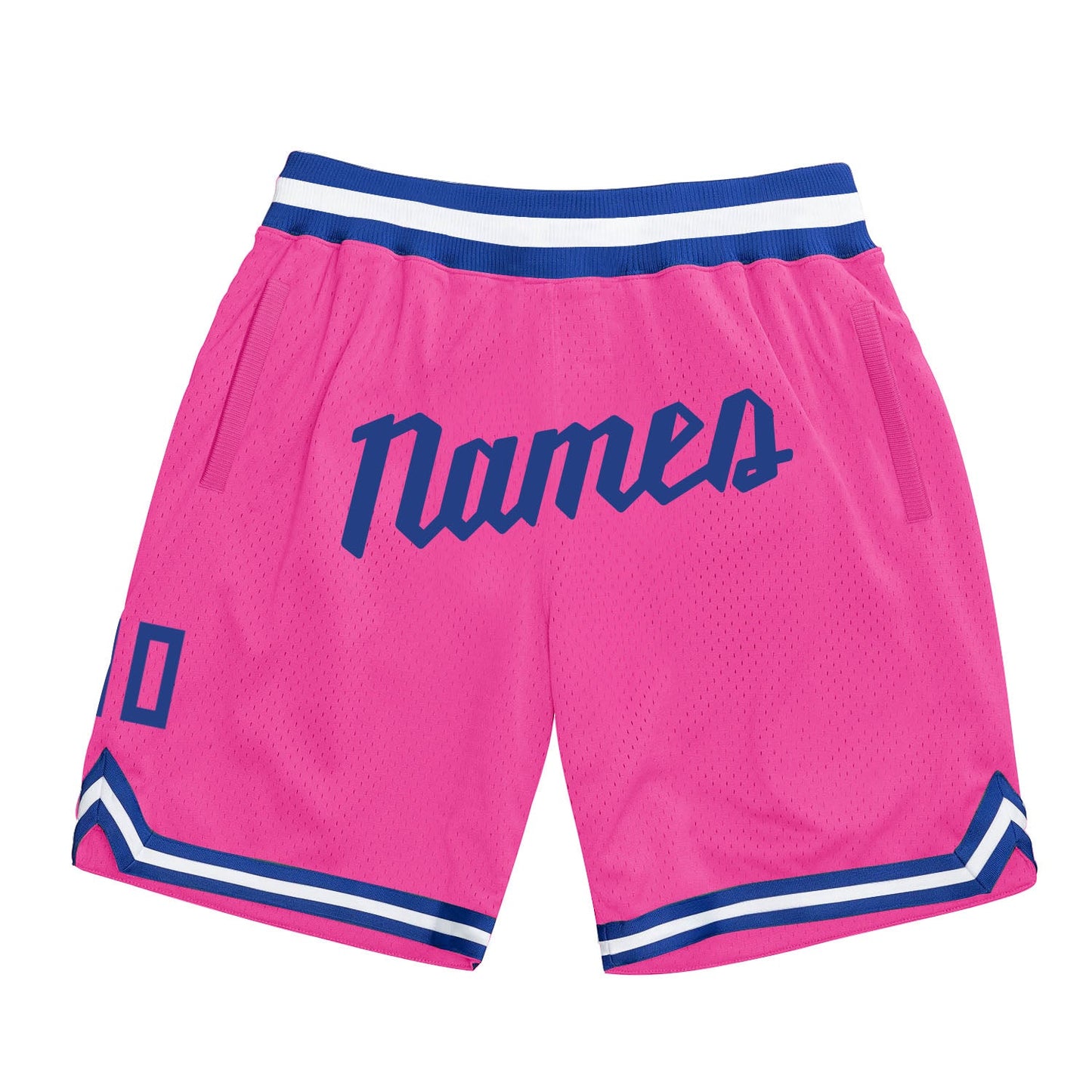Custom Pink Royal-White Authentic Throwback Basketball Shorts - Main View