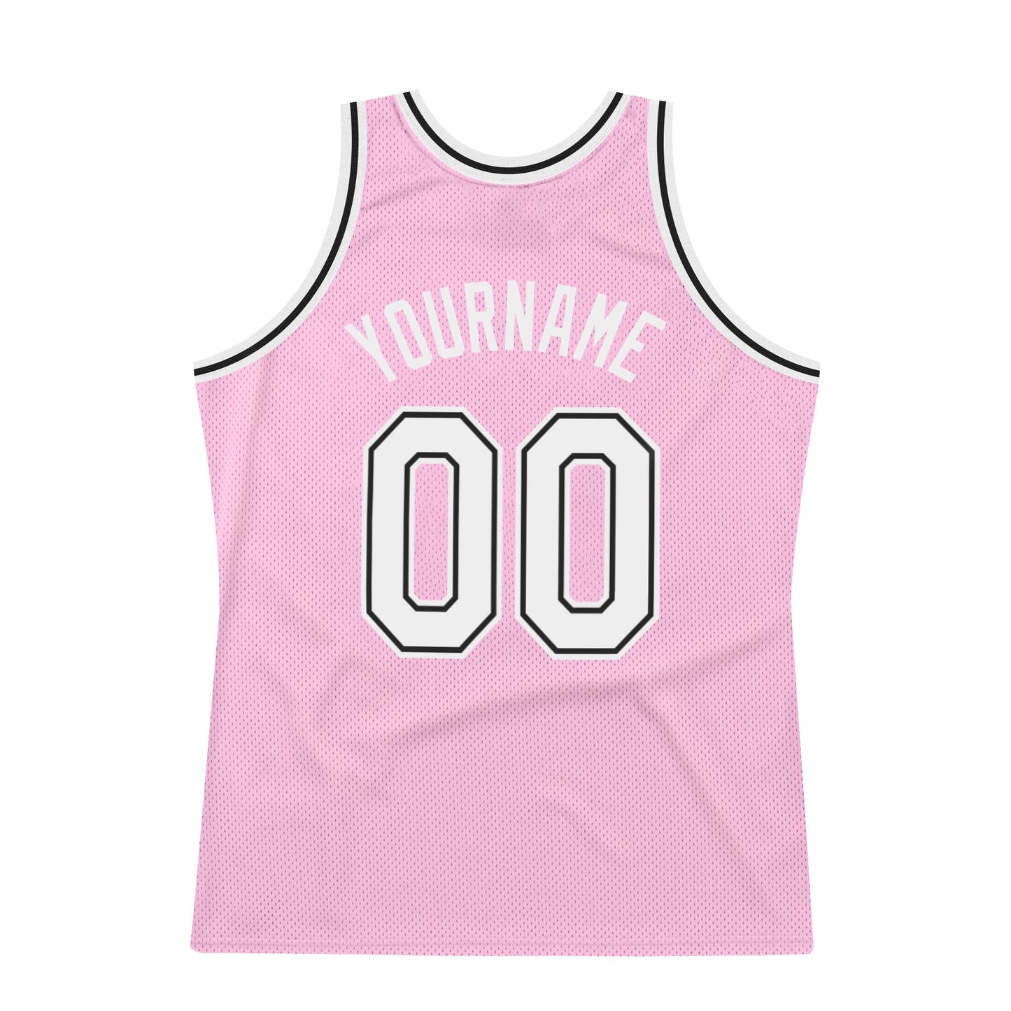 Custom Light Pink White-Black Authentic Throwback Basketball Jersey view 7