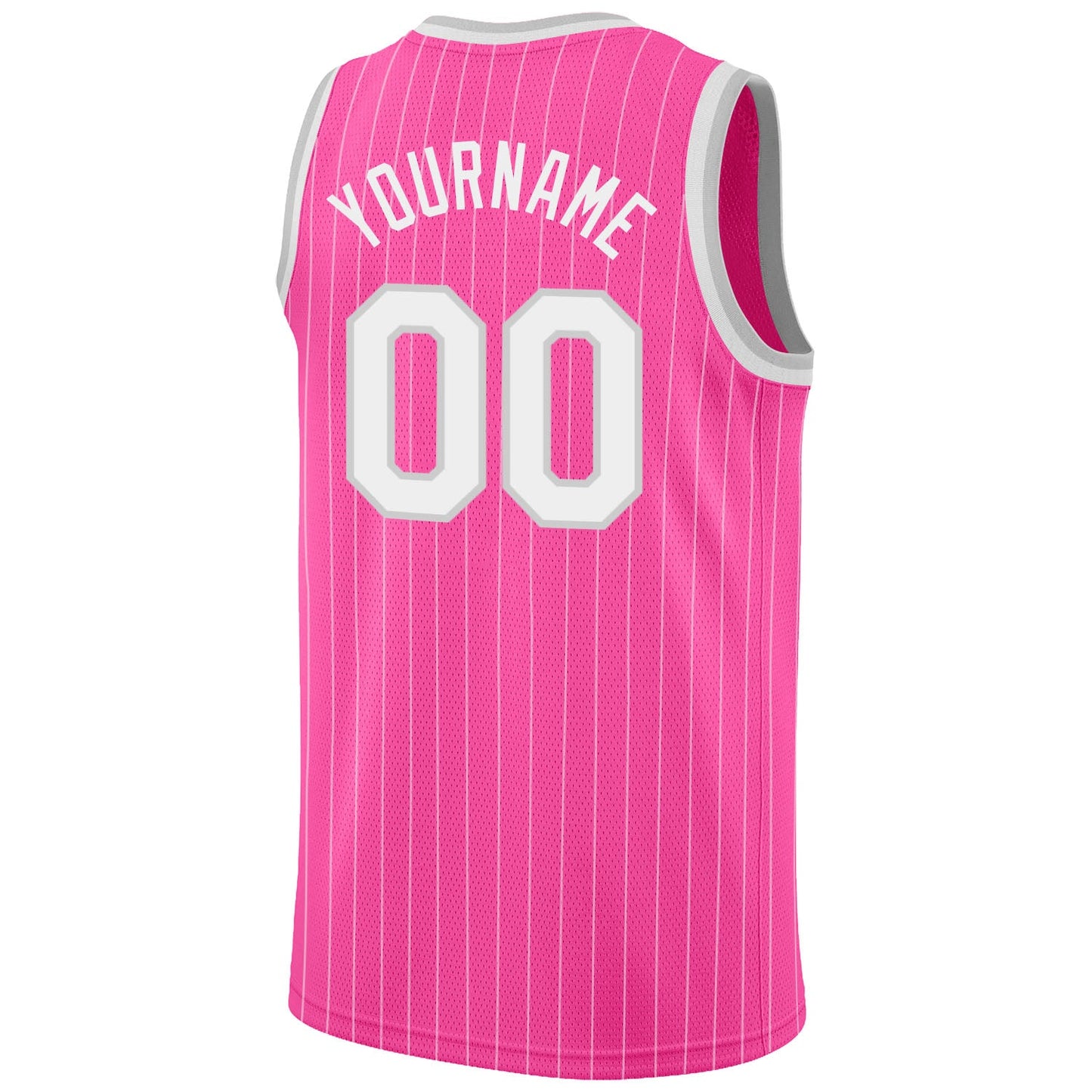 Custom Pink White Pinstripe White-Gray Authentic Basketball Jersey view 6