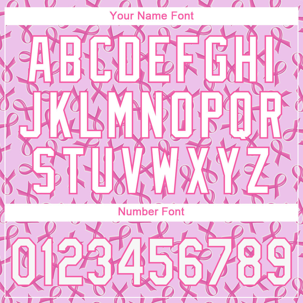 Custom Pink White 3D Pattern Design Breast Cancer Authentic Baseball Jersey view 5