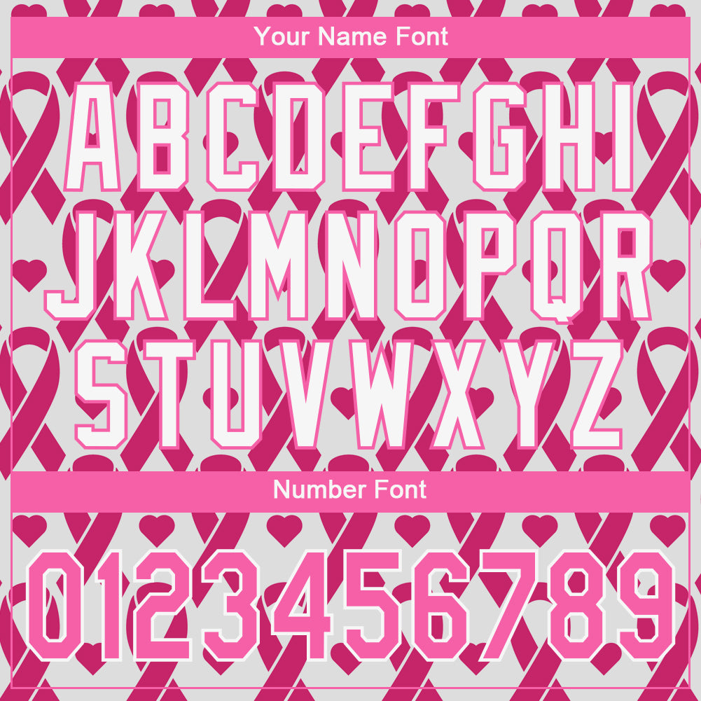 Custom Pink Pink-White 3D Pattern Design Breast Cancer Authentic Baseball Jersey view 5
