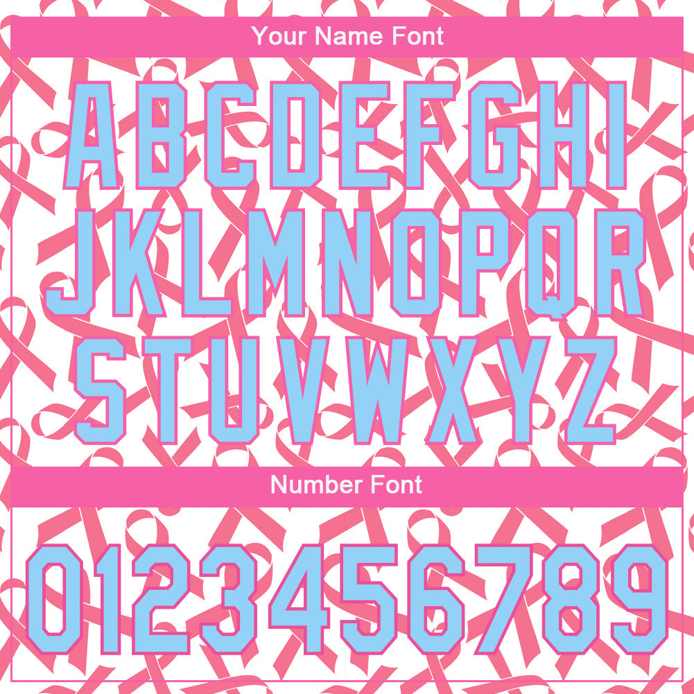 Custom Pink Light Blue-Pink 3D Pattern Design Breast Cancer Authentic Baseball Jersey view 5
