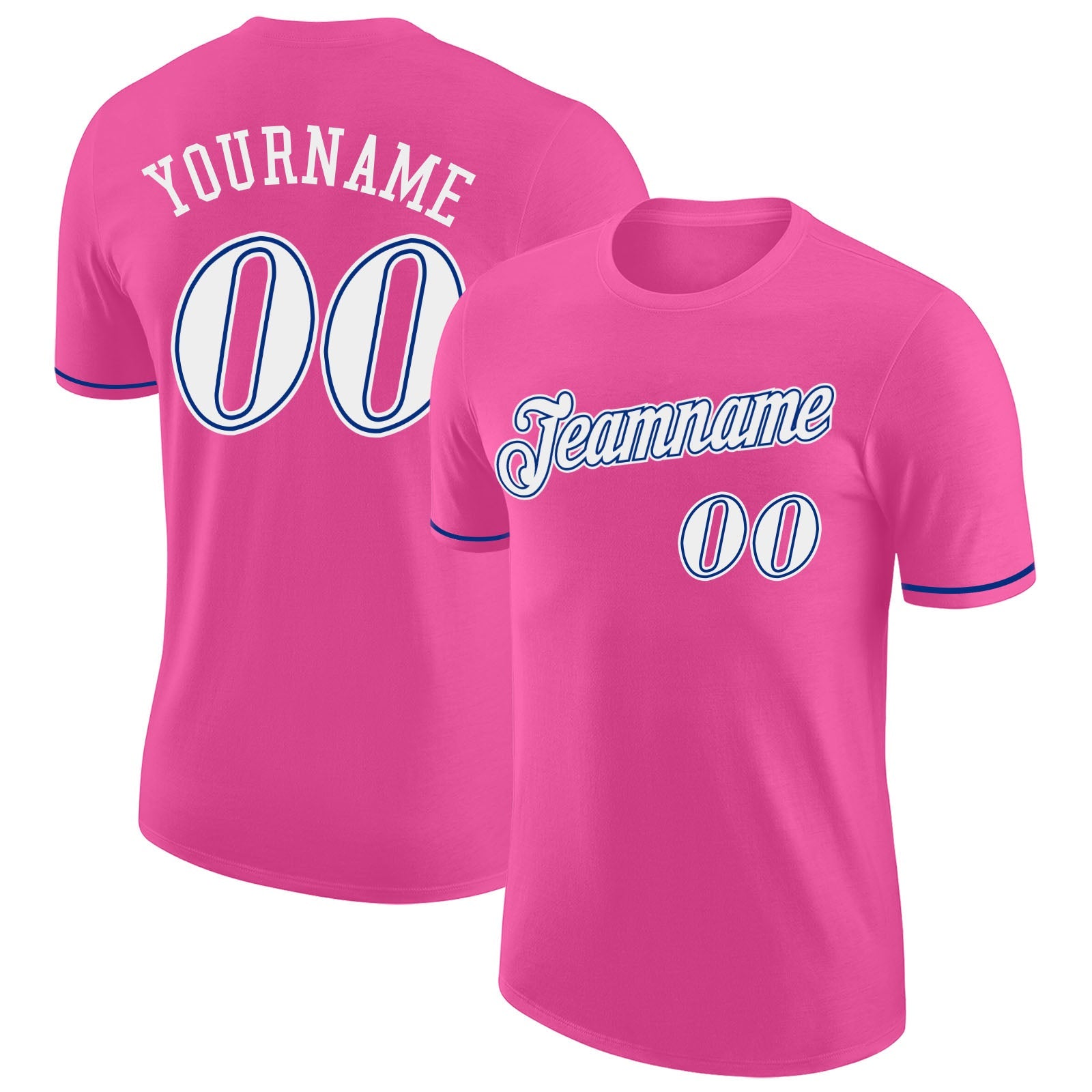 Custom Pink White-Royal Performance T-Shirt - Main View