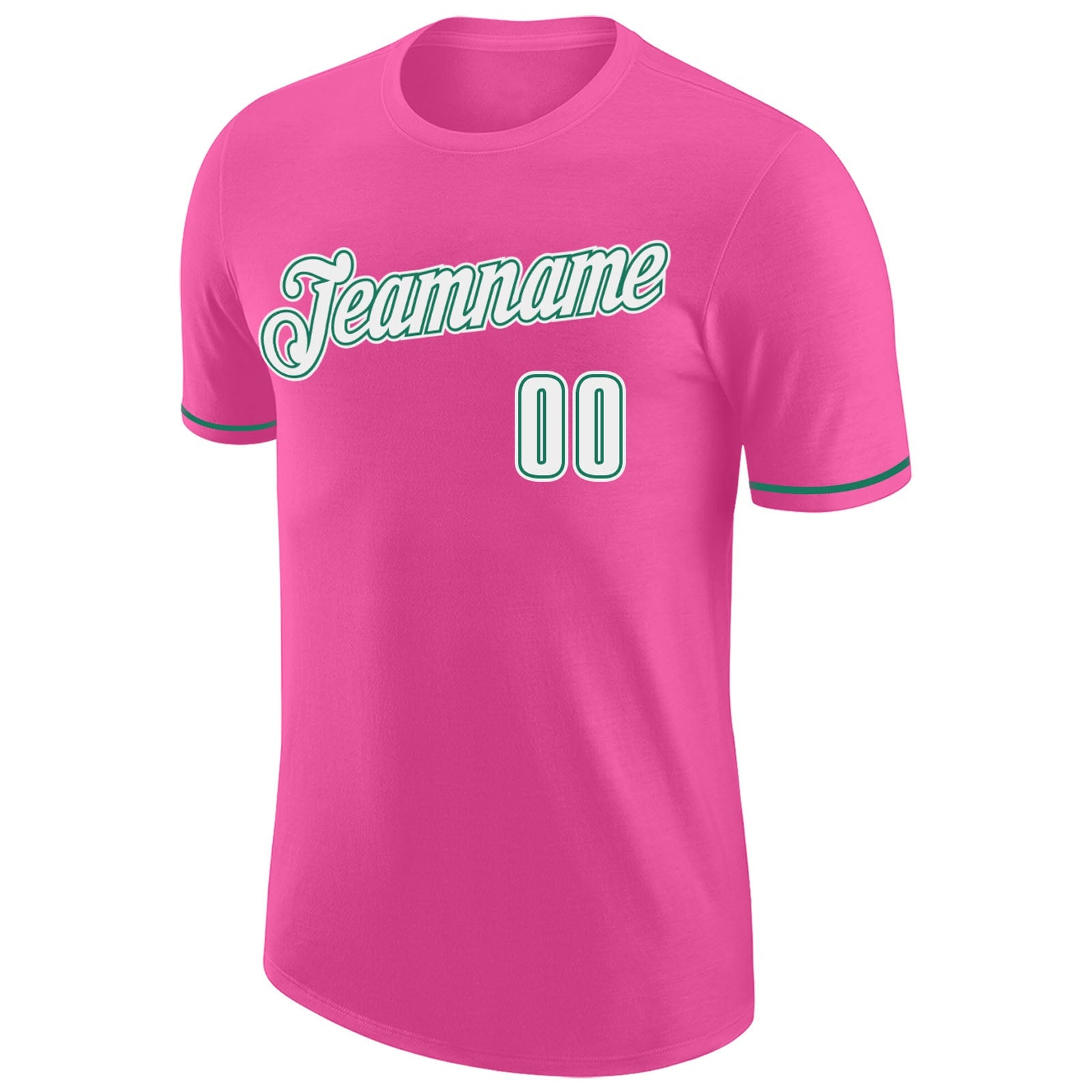 Custom Pink White-Kelly Green Performance T-Shirt view 5