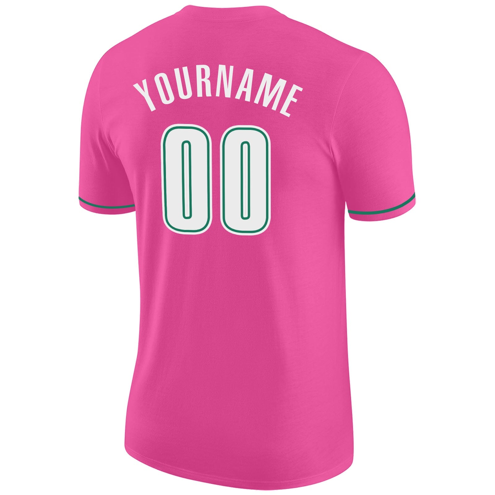 Custom Pink White-Kelly Green Performance T-Shirt view 6