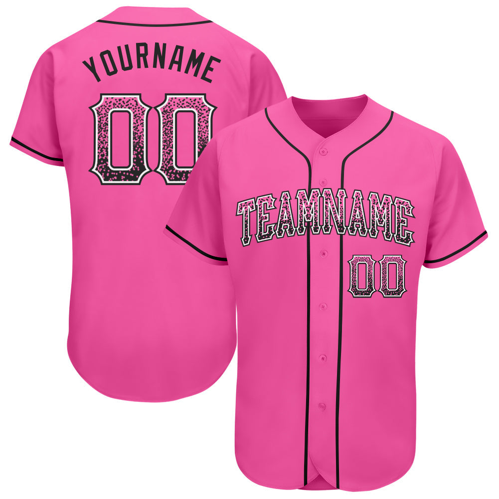Custom Pink Black-White Authentic Drift Fashion Baseball Jersey - Main View