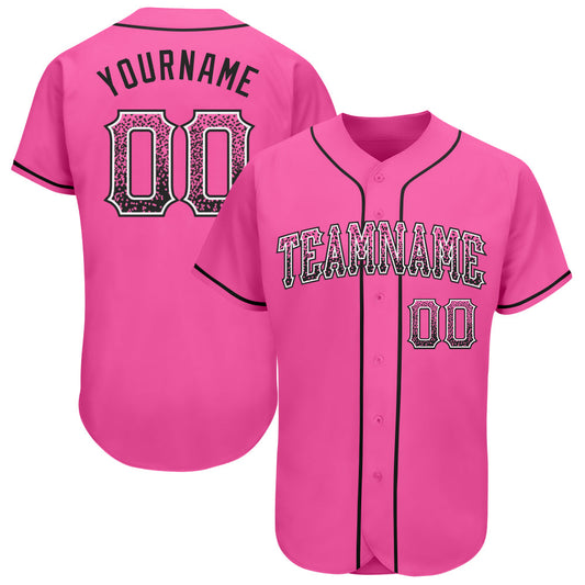 Custom Pink Black-White Authentic Drift Fashion Baseball Jersey - Main View