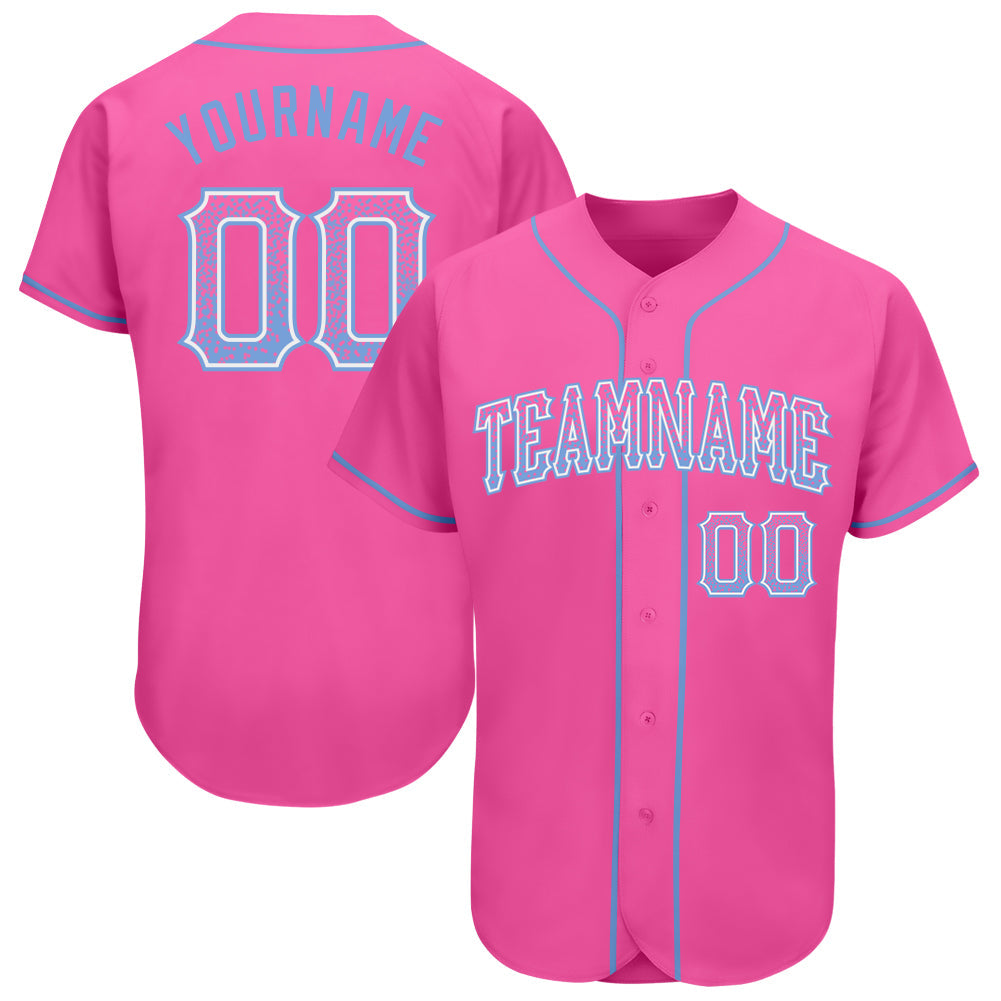 Custom Pink Light Blue-White Authentic Drift Fashion Baseball Jersey - Main View