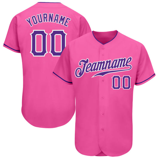 Custom Pink Purple-White Authentic Baseball Jersey - Main View