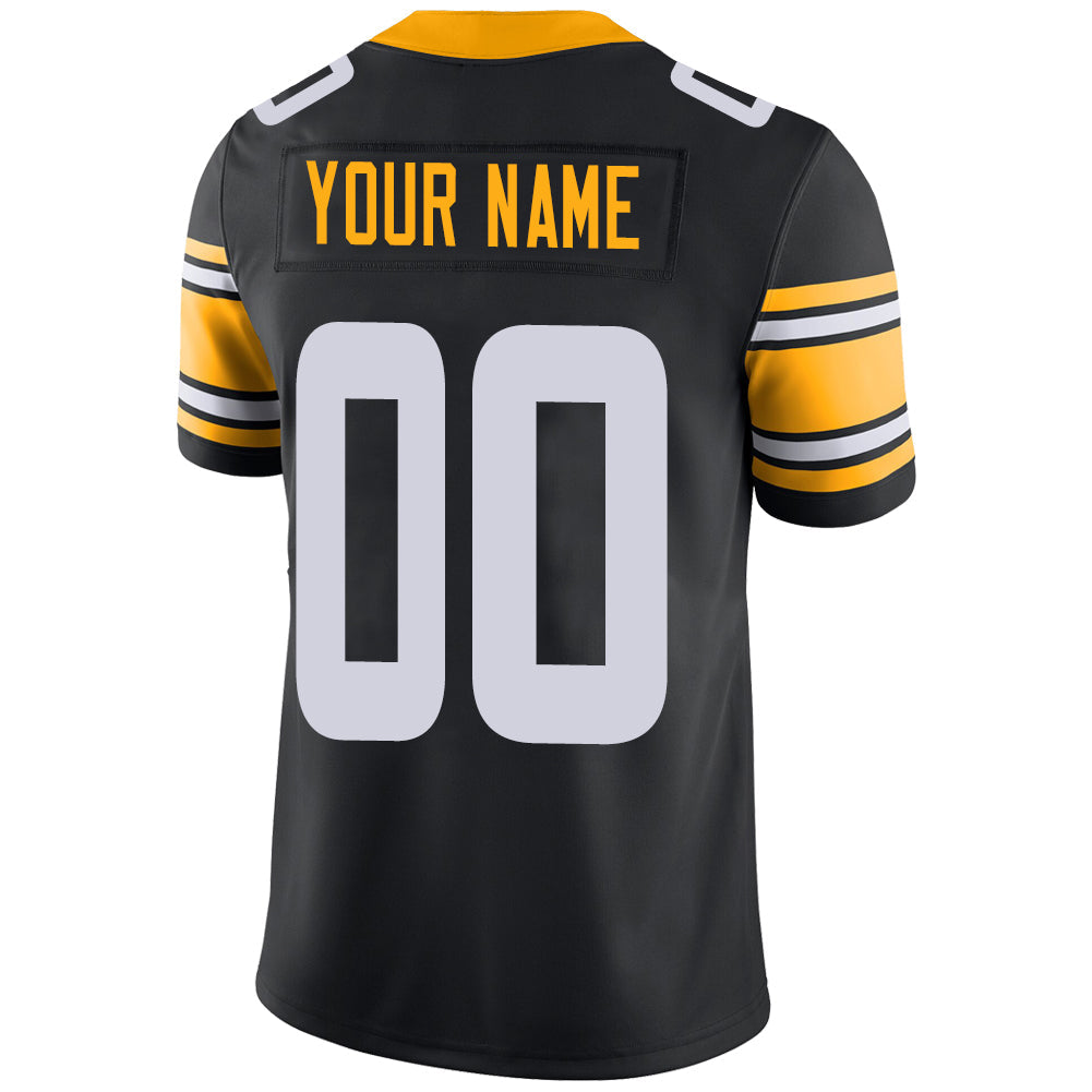 Custom P.Steelers Stitched American Football Jerseys Personalize Birthday Gifts Black Jersey view 3
