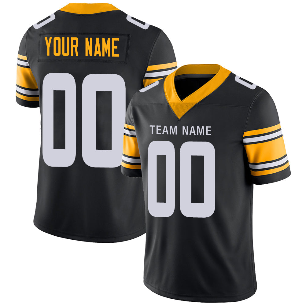 Custom P.Steelers Stitched American Football Jerseys Personalize Birthday Gifts Black Jersey - Main View