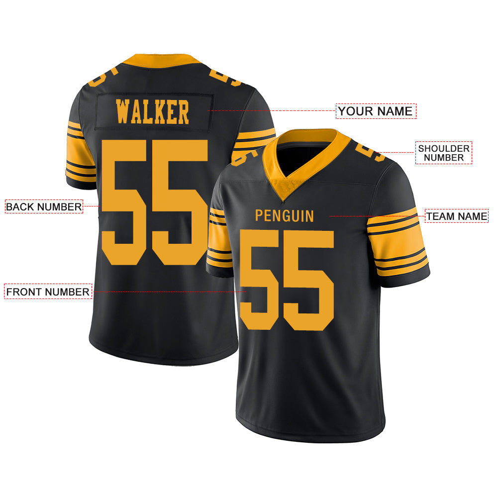 Custom P.Steelers Stitched American Football Jerseys Personalize Birthday Gifts Black Jersey view 2