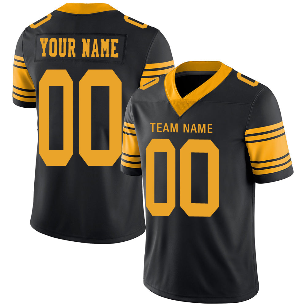 Custom P.Steelers Stitched American Football Jerseys Personalize Birthday Gifts Black Jersey - Main View