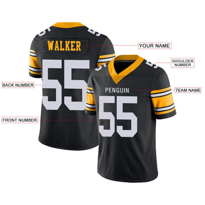 Custom P.Steelers Stitched American Football Jerseys Personalize Birthday Gifts Black Jersey view 2