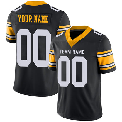 Custom P.Steelers Stitched American Football Jerseys Personalize Birthday Gifts Black Jersey - Main View
