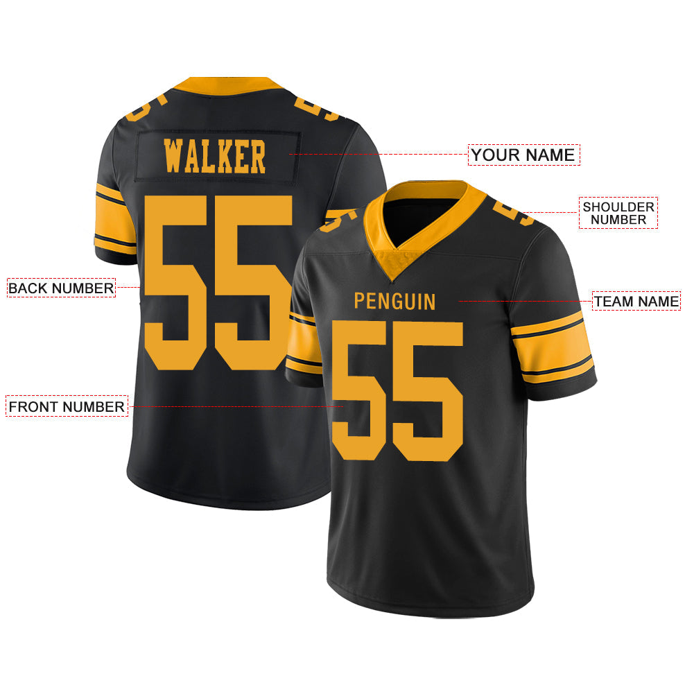 Custom P.Steelers Stitched American Football Jerseys Personalize Birthday Gifts Black Jersey view 2