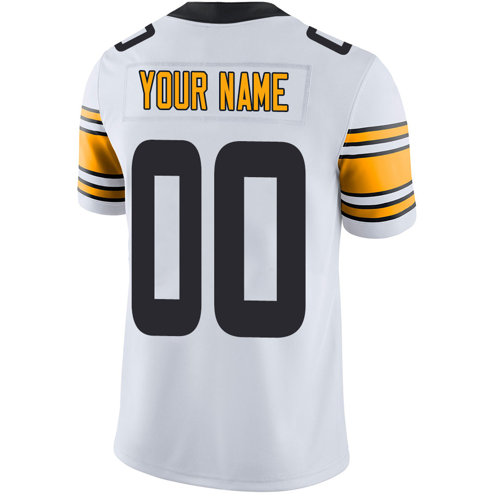 Custom P.Steelers Stitched American Football Jerseys Personalize Birthday Gifts White Jersey view 3
