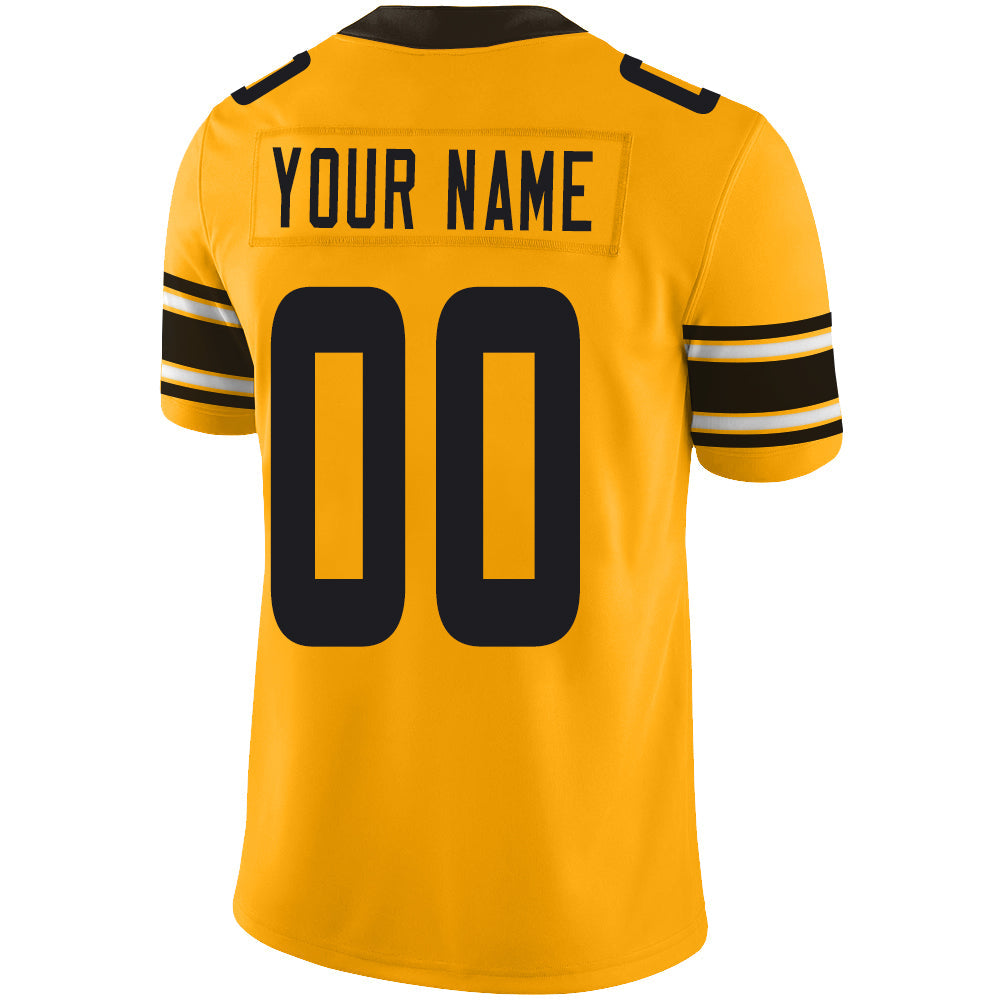Custom P.Steelers Stitched American Football Jerseys Personalize Birthday Gifts Yellow Jersey view 3