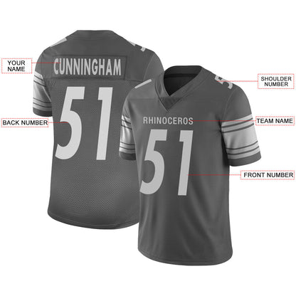 Custom P.Steelers Stitched American Football Jerseys Personalize Birthday Gifts Grey Jersey view 2
