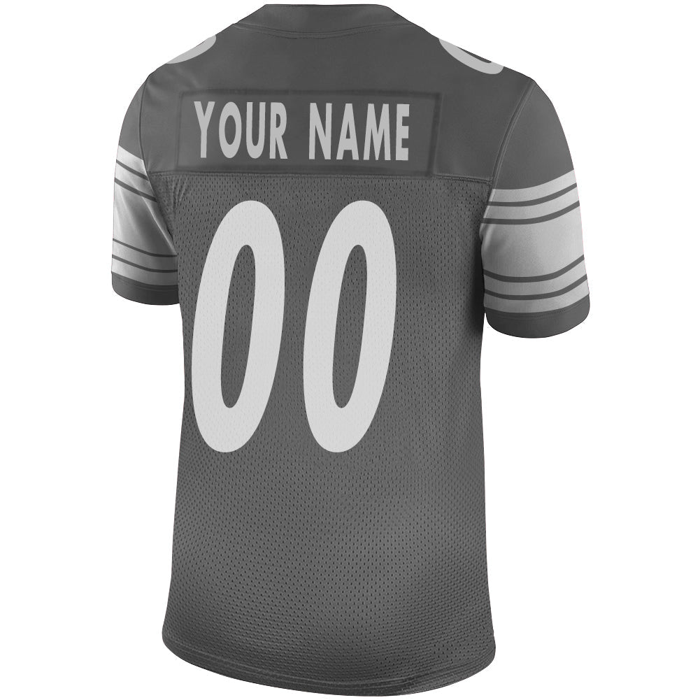 Custom P.Steelers Stitched American Football Jerseys Personalize Birthday Gifts Grey Jersey view 3
