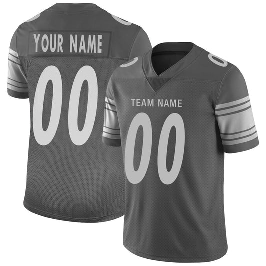 Custom P.Steelers Stitched American Football Jerseys Personalize Birthday Gifts Grey Jersey - Main View