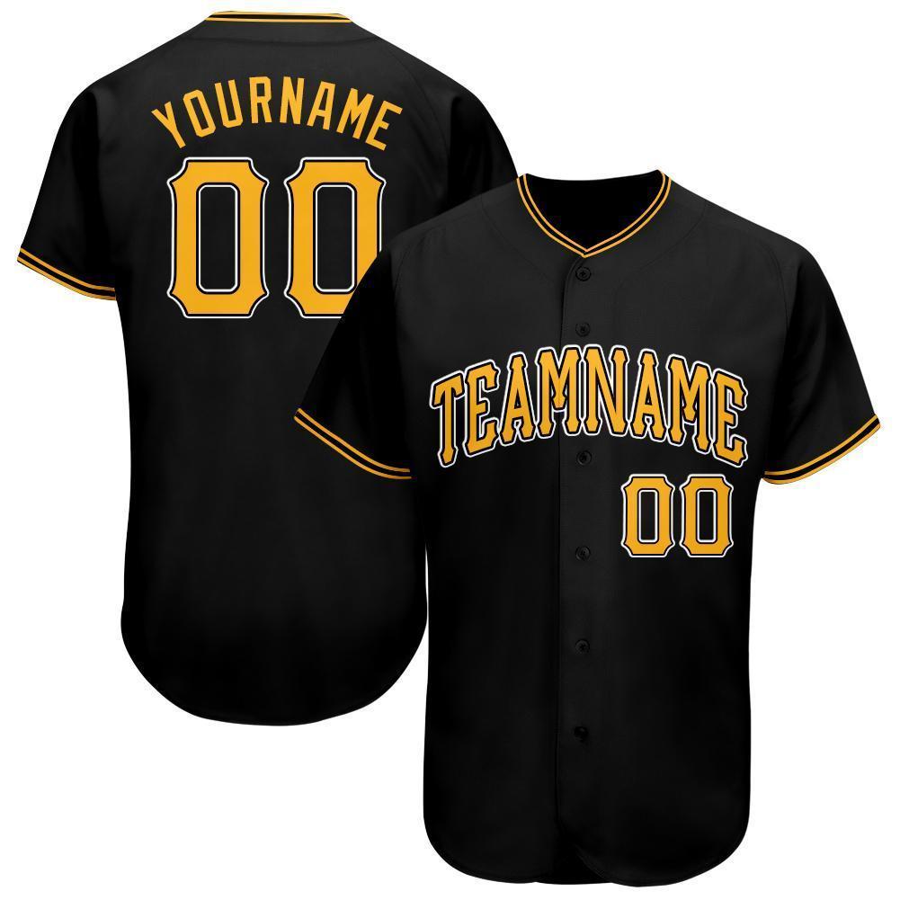 Custom Black Gold-White Baseball Jersey - Main View