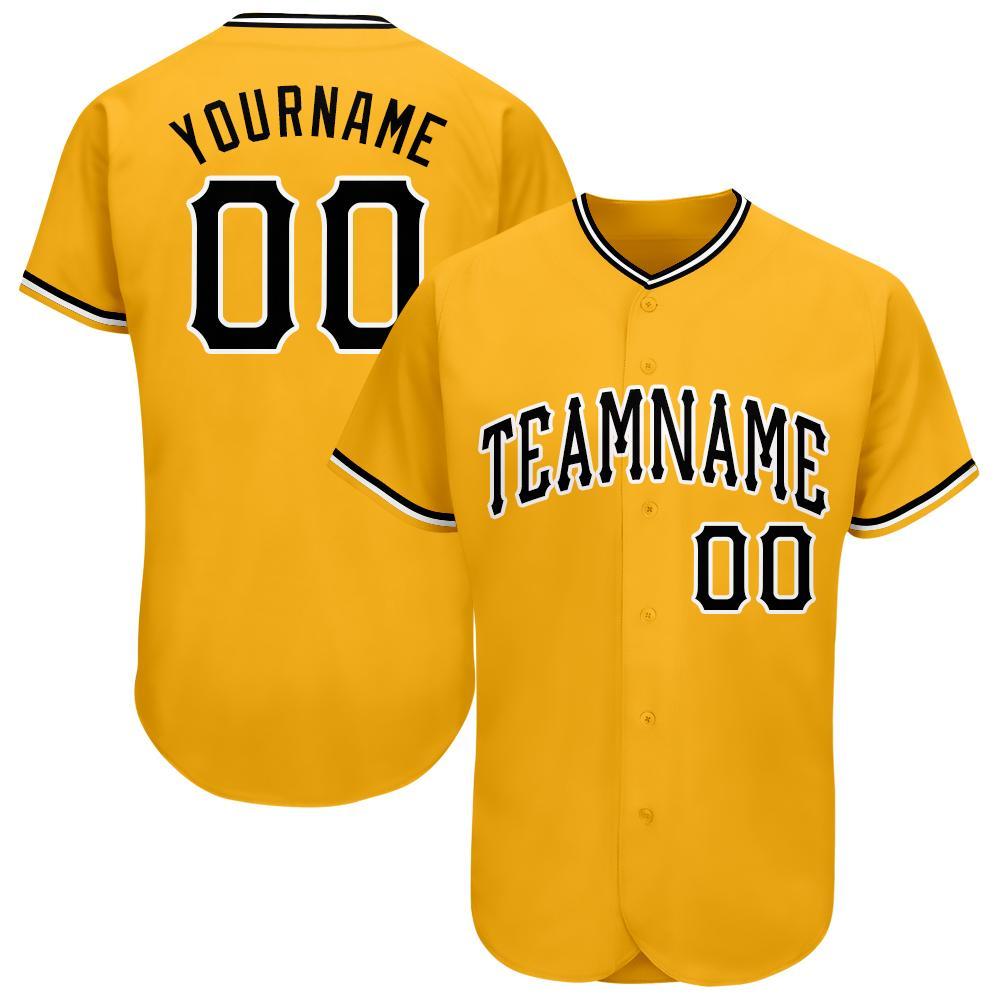 Custom Gold Black-White Baseball Jersey - Main View
