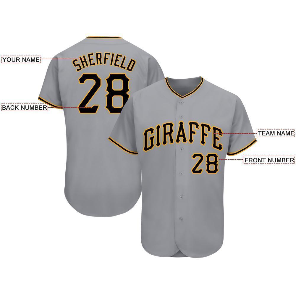 Custom Gray Black-Gold Baseball Jersey view 3
