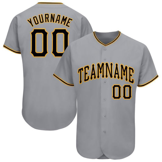 Custom Gray Black-Gold Baseball Jersey - Main View