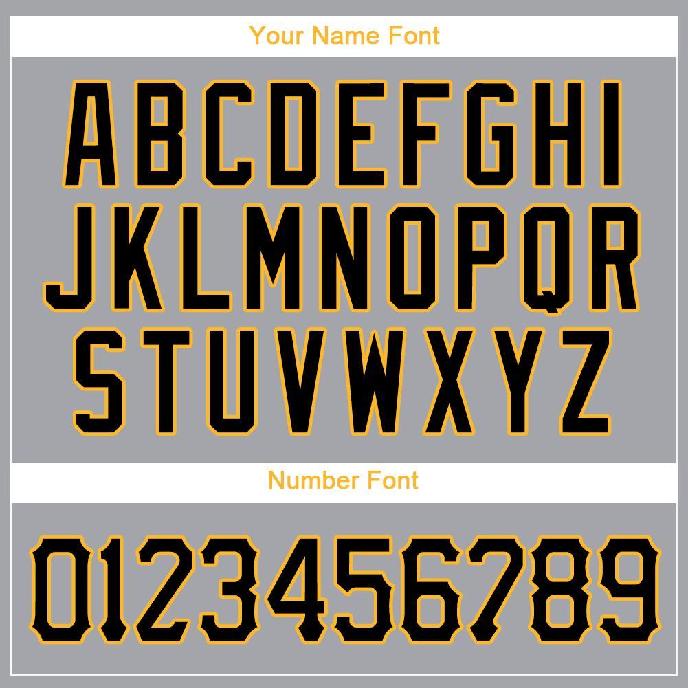 Custom Gray Black-Gold Baseball Jersey view 4