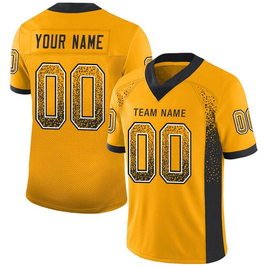 Custom Gold Black-White Drift Fashion Football Jersey - Main View