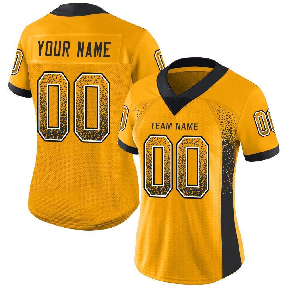 Custom Gold Black-White Drift Fashion Football Jersey view 2