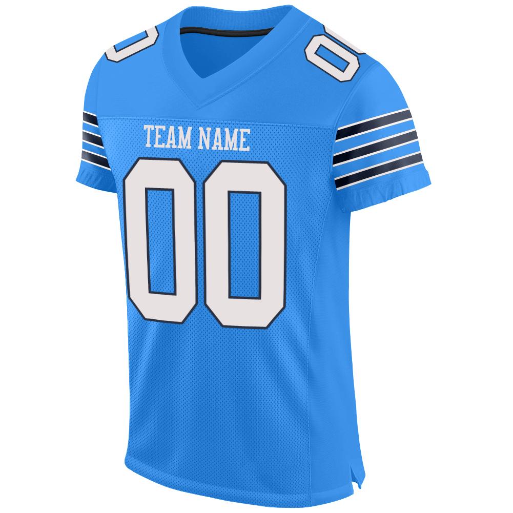 Custom Powder Blue White-Navy Mesh Authentic Football Jersey view 2