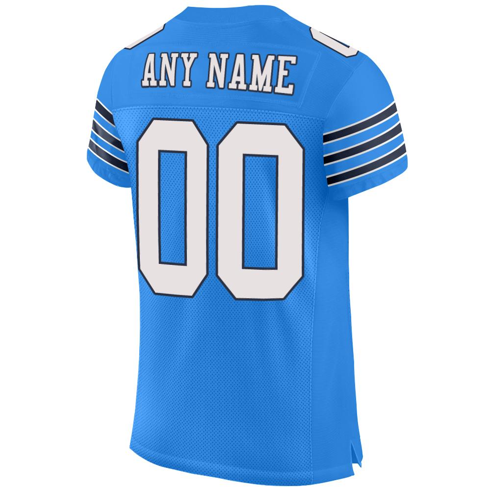 Custom Powder Blue White-Navy Mesh Authentic Football Jersey view 3