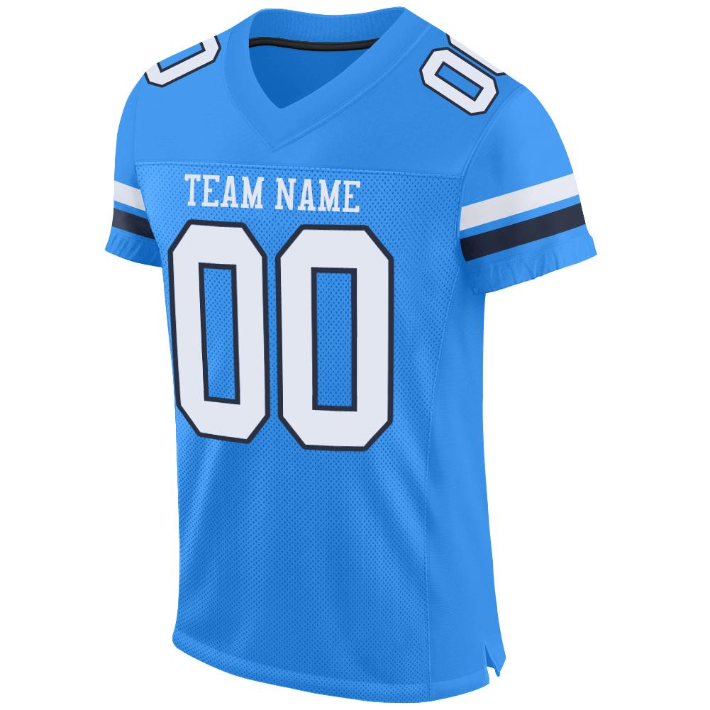 Custom Powder Blue White-Navy Mesh Authentic Football Jersey view 2