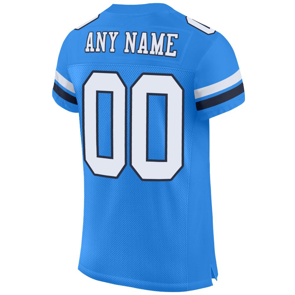 Custom Powder Blue White-Navy Mesh Authentic Football Jersey view 3