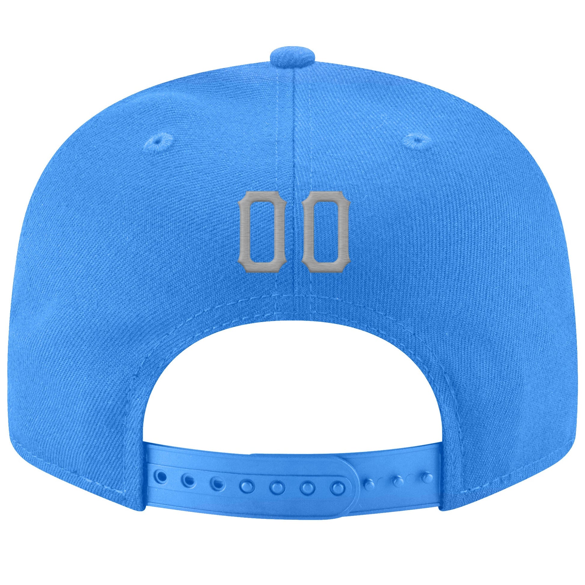 Custom Powder Blue Gray-White Stitched Adjustable Snapback Hat view 3