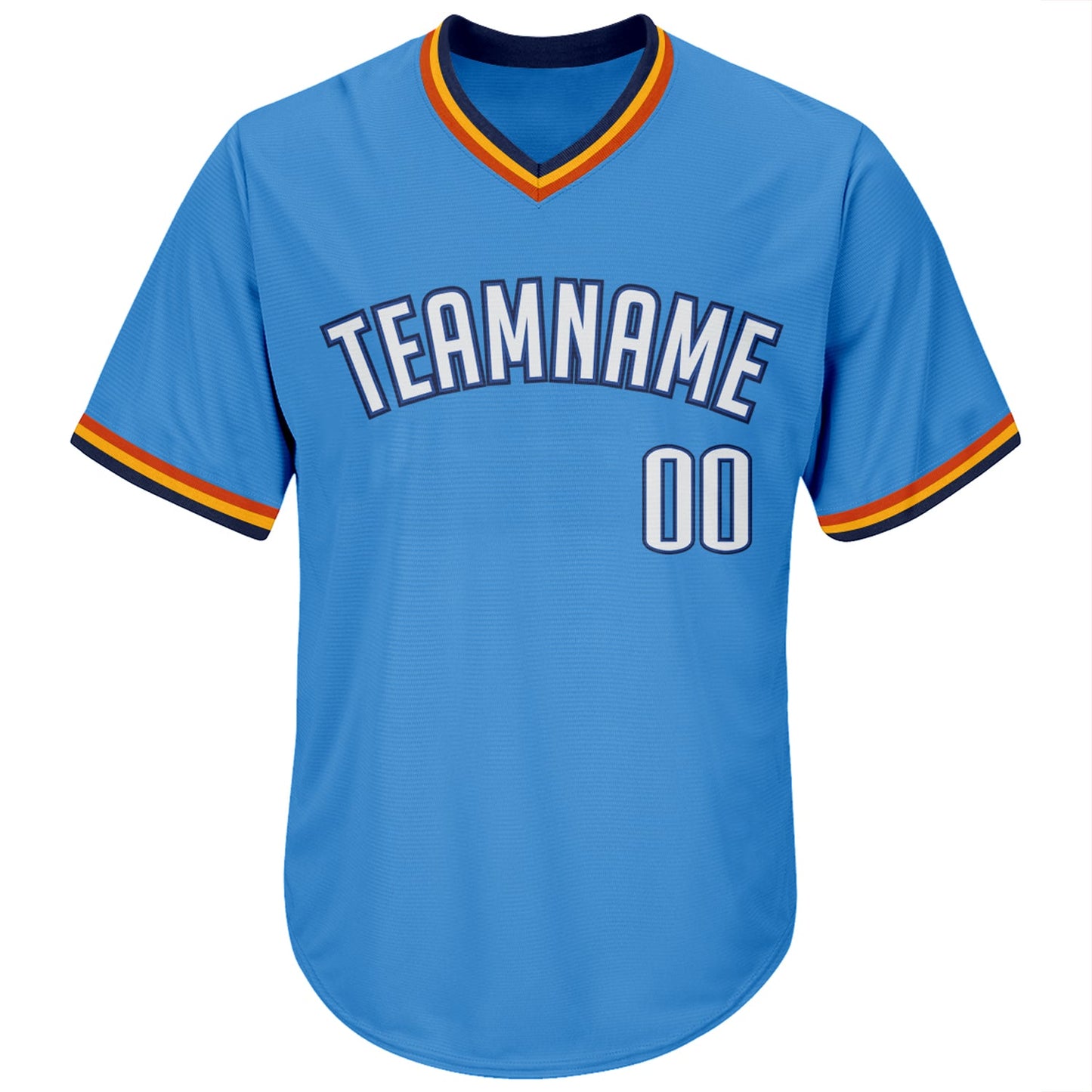 Custom Powder Blue White-Navy Authentic Throwback Rib-Knit Baseball Jersey Shirt view 2
