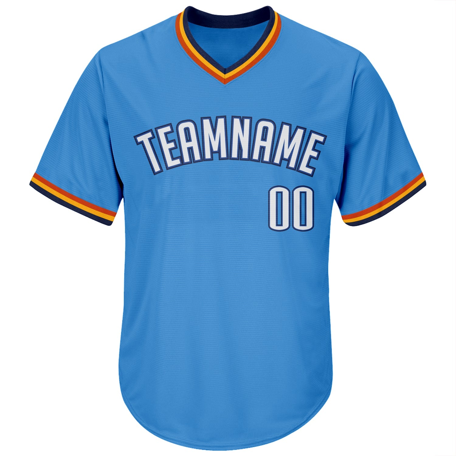 Custom Powder Blue White-Navy Authentic Throwback Rib-Knit Baseball Jersey Shirt view 2