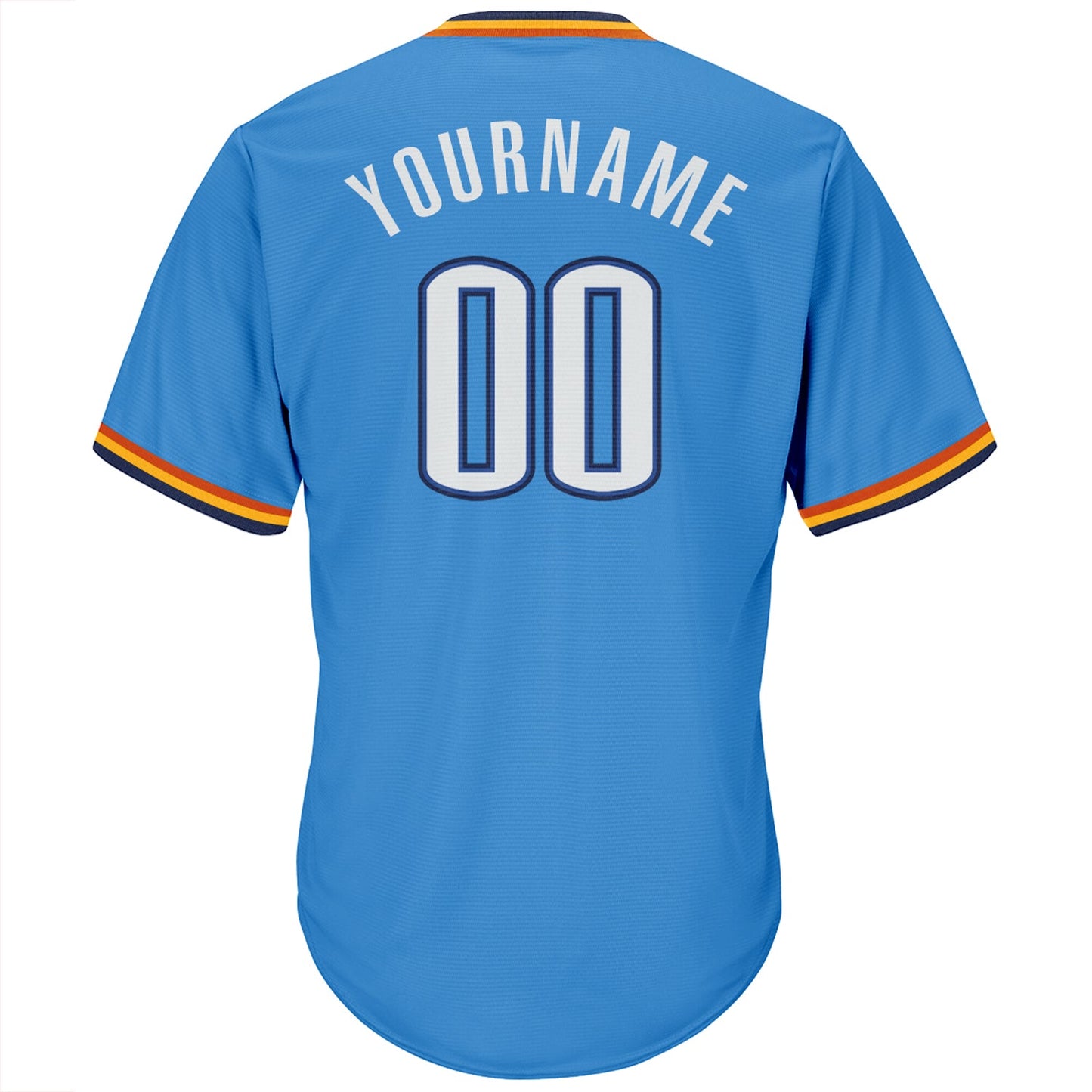 Custom Powder Blue White-Navy Authentic Throwback Rib-Knit Baseball Jersey Shirt view 3
